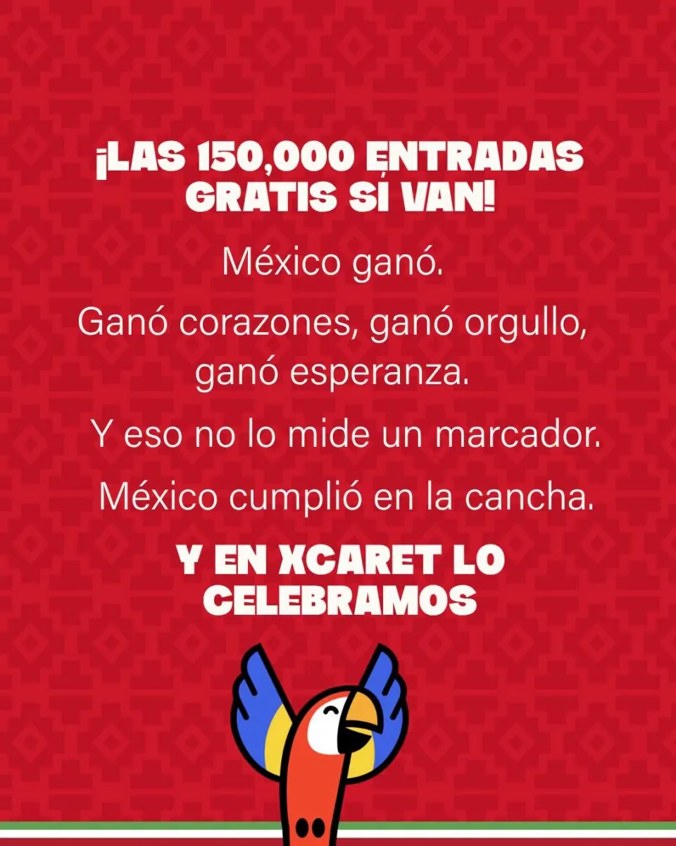 Xcaret honra a la afición mexicana: mantiene su promesa y otorgará beneficios tras la eliminación del Tri